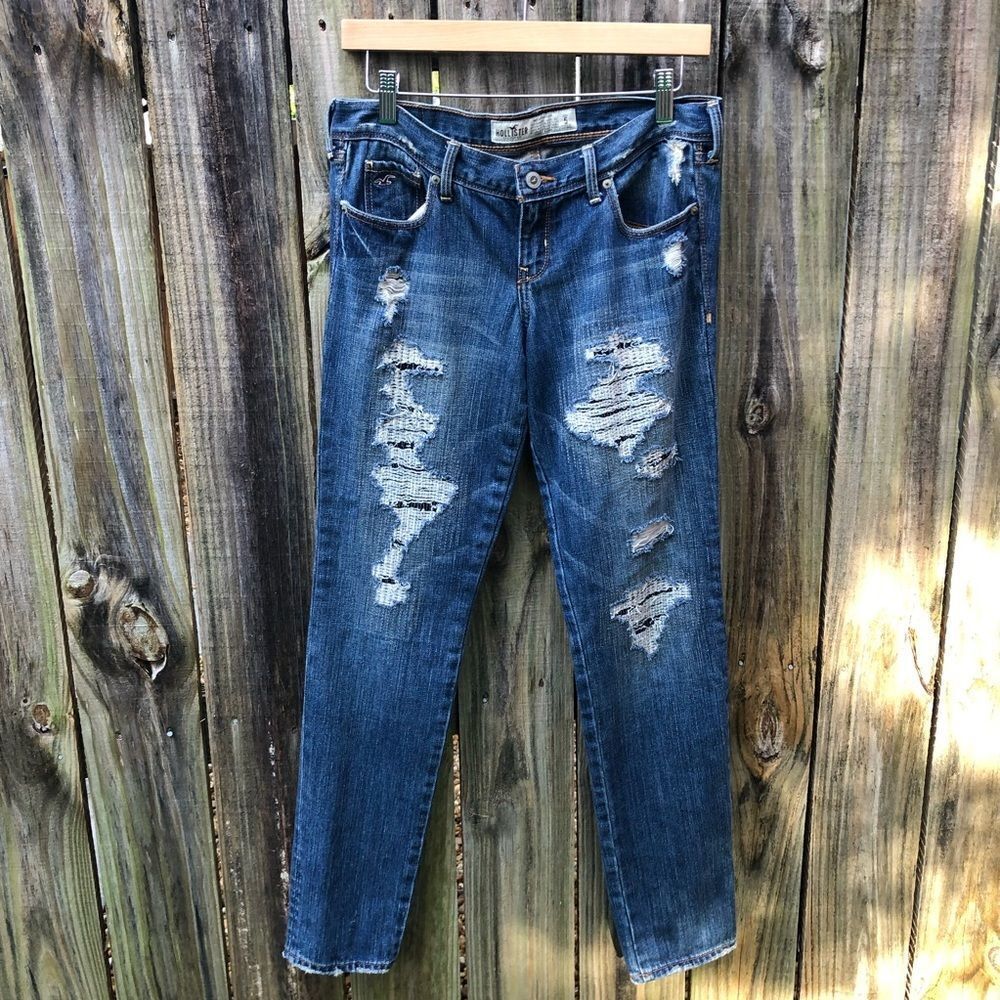 Hollister Distressed & Patched Denim Jeans Sz 5